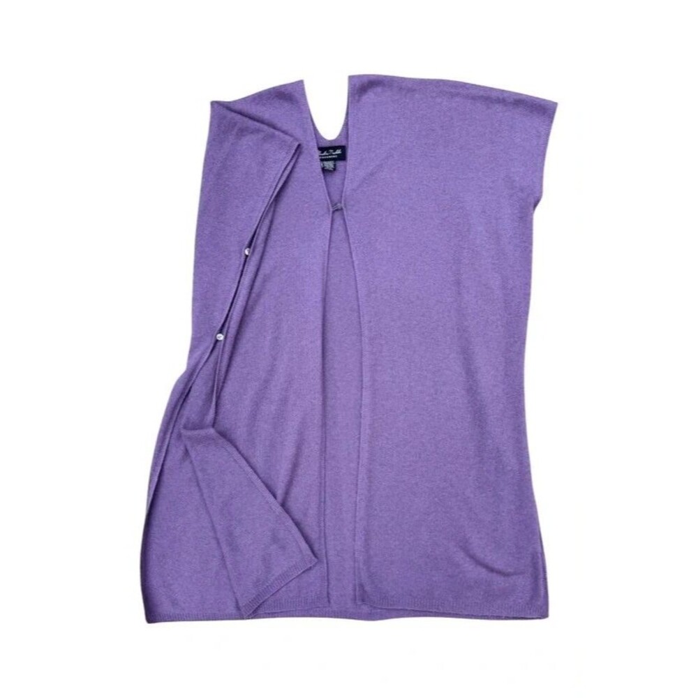 Claudia Nichole 100% Cashmere Purple Poncho Kaftan Autumn Flowy Vest - OS